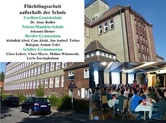 Würdigung der Flüchtlingsarbeit unserer Schule Collage über die Ehrung