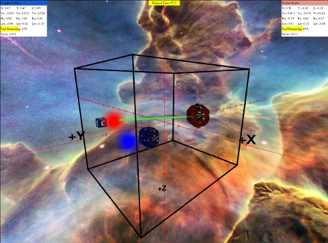 Screenshot der ZeroRobotics 3D-Simulationsumgebung