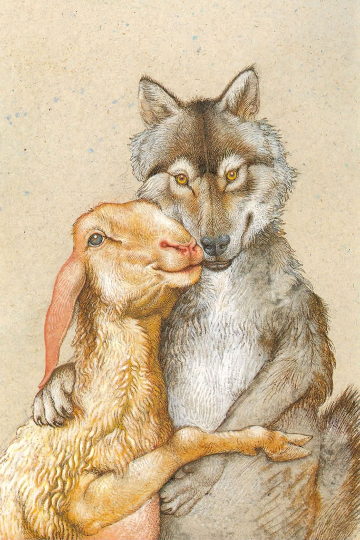 Bild Wolf und Schaf des Künstlers M.M. Prechtl - 1985